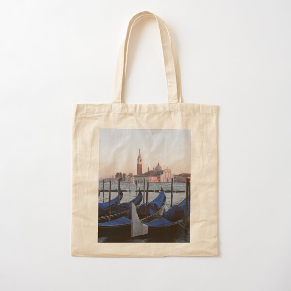 Sunset with Blue Gondolas, Venice Italy Cotton Tote Bag