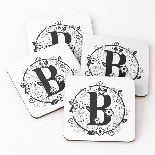 Item preview, Floral Initial B Black and White designed and sold by KatSmith143.