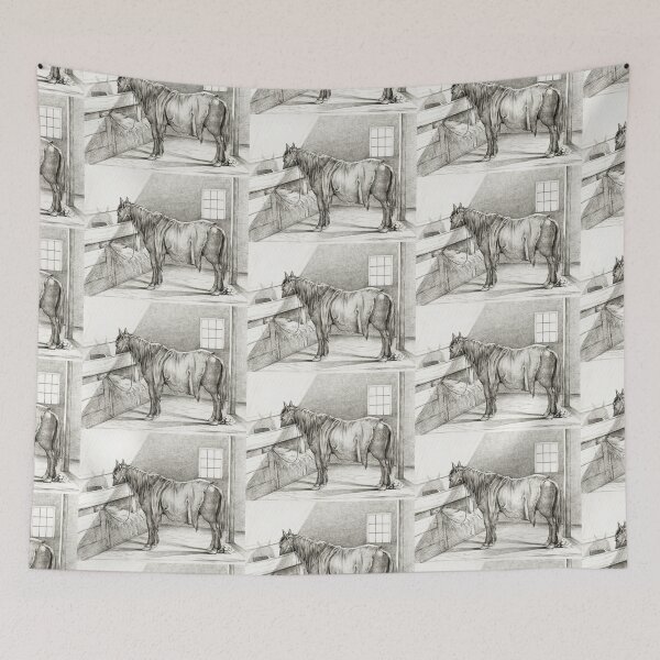 Artikelvorschau, Horse in stable vintage illustration entworfen und verkauft von Vintage Designs +.