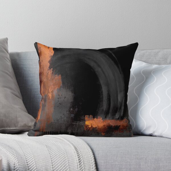 Black orange abstract Throw Pillow