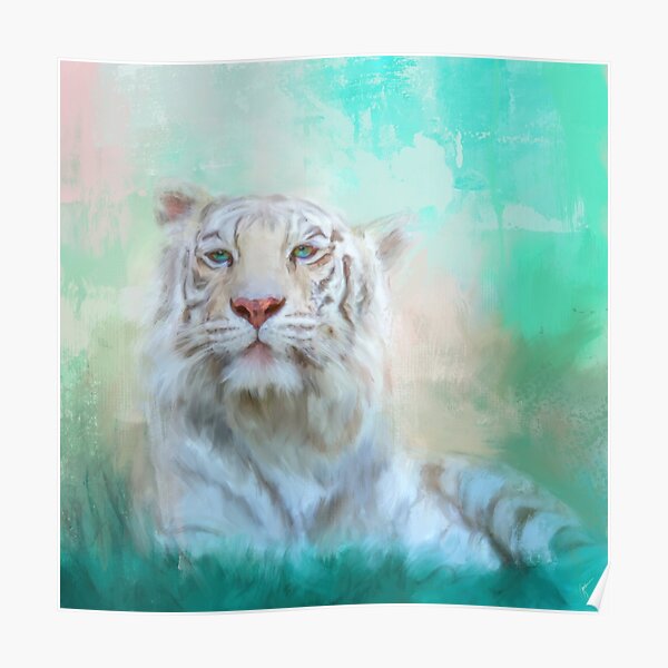 Sleek White Tiger Art Poster