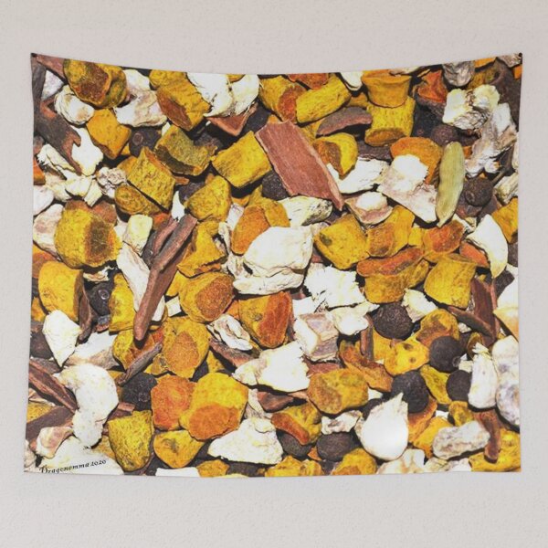 Item preview, RAS EL HANOUT 1 spices berries Morocco mixture turmeric ginger cinnamon juniper yellow brown white designed and sold by dragonemma.