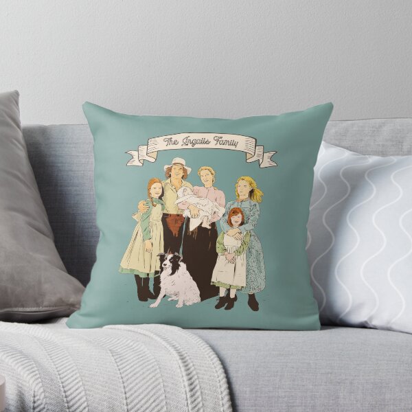 Colorful The Ingalls family in the Little house on the prairie Throw Pillow