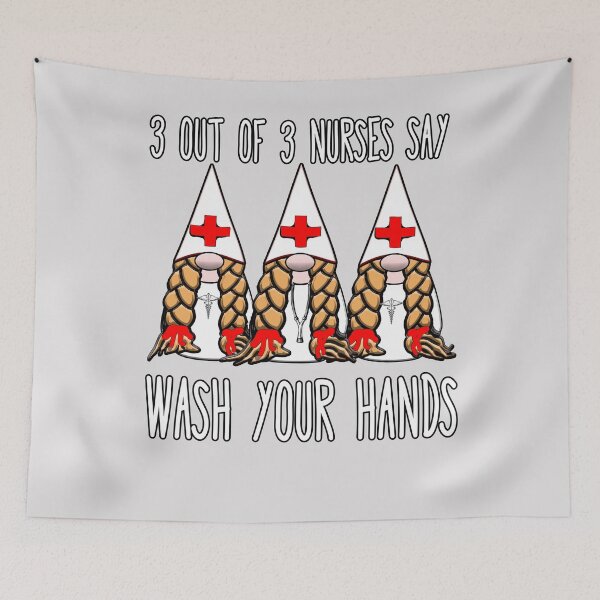 Item preview, Nurses say wash your hands nurse gnomies gnome funny designed and sold by funnytshirtemp.