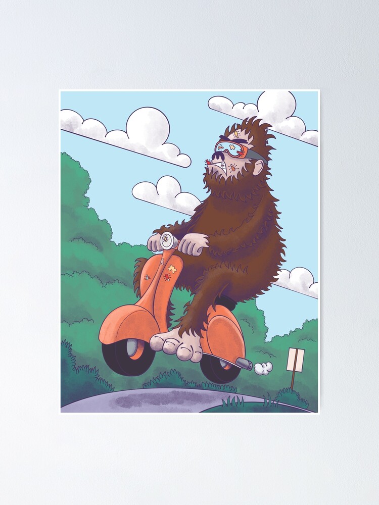 Bigfoot Rides Funny ジップパーカー マニッシュボーイ A Scooter