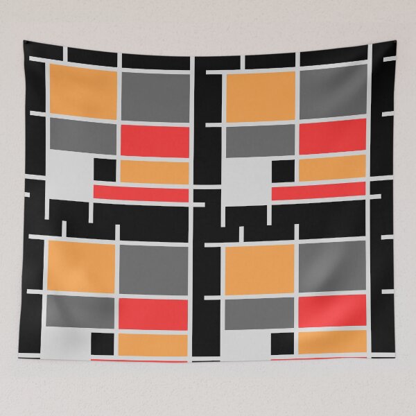 Item preview, Mondrian style design orange red black gray designed and sold by aapshop.