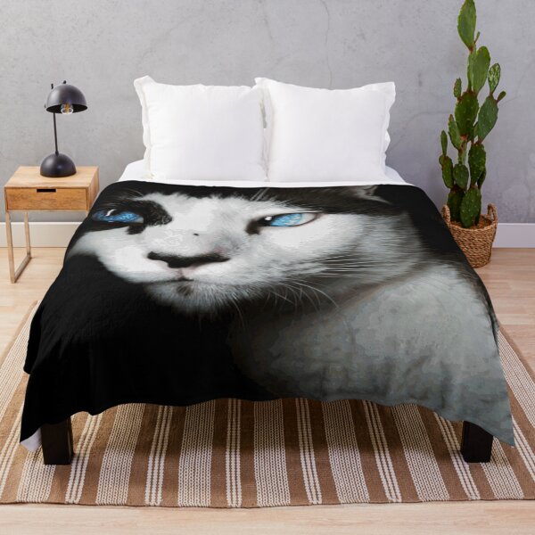 Item preview, Black and White Cat with Piercing Blue Eyes designed and sold by RosalieReeves.