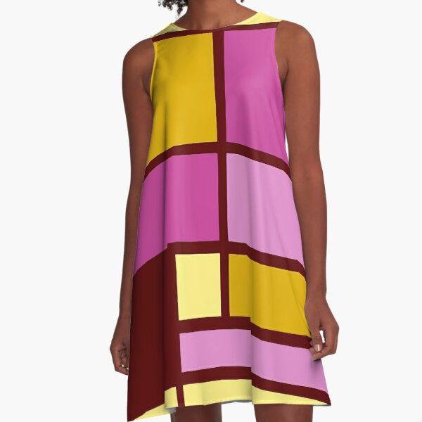 Mondrian Style Design Yellow Fuchsia A Line Dress By pshop Redbubble