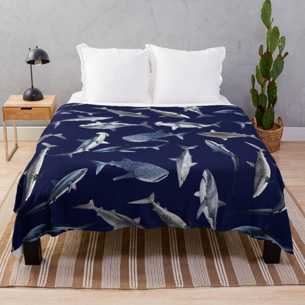 Item preview, SHARKS PATTERN (NAVY BLUE) designed and sold by BEATRIZ ABAITUA.