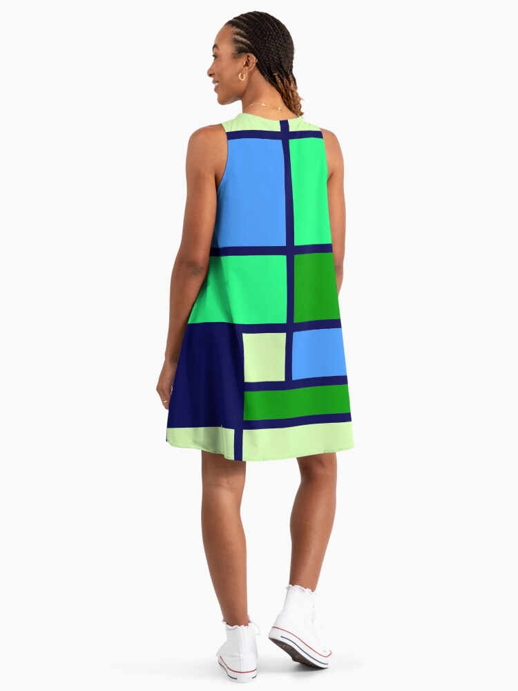Mondrian style design blue green" A-Line Dress for Sale by aapshop |  Redbubble