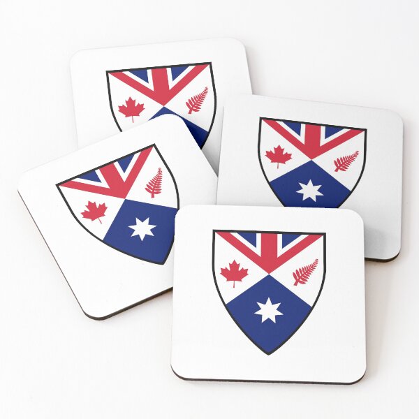 CANZUK: Canada, Australia, New Zealand, United Kingdom (Shield Design) Coasters (Set of 4)
