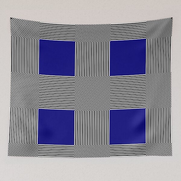 Item preview, Geometric abstraction, B/W stripes blue square designed and sold by aapshop.