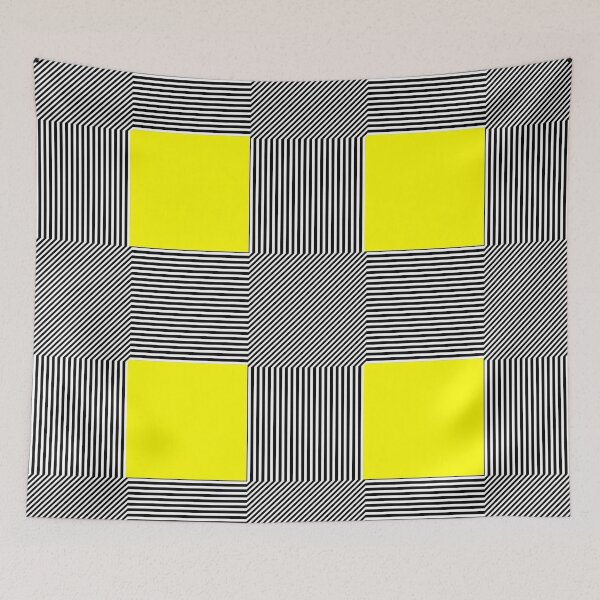 Item preview, Geometric abstraction, B/W stripes yellow square designed and sold by aapshop.