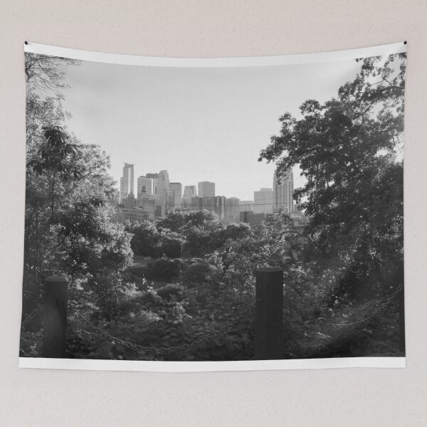Item preview, Minneapolis Minnesota Skyline Through Trees-Black and White designed and sold by anthonylonder.