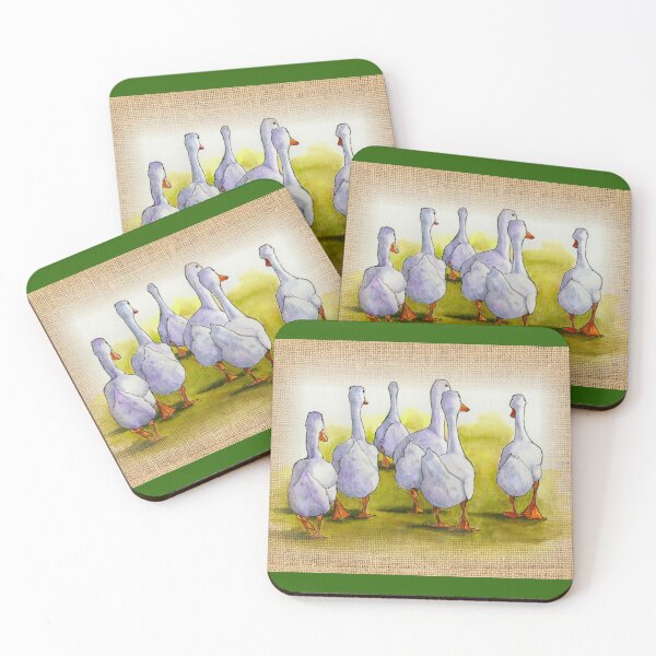 Item preview, Geese, Watercolor Art, Gagge of Geese, Burlap, Goose  designed and sold by JoyfulWhimsy.