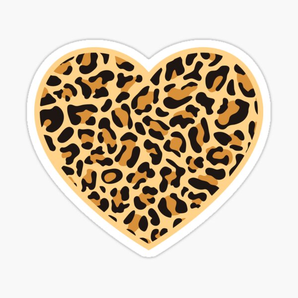 Leopard Print Heart Sticker  Cheetah print background, Heart stickers,  Leopard print party