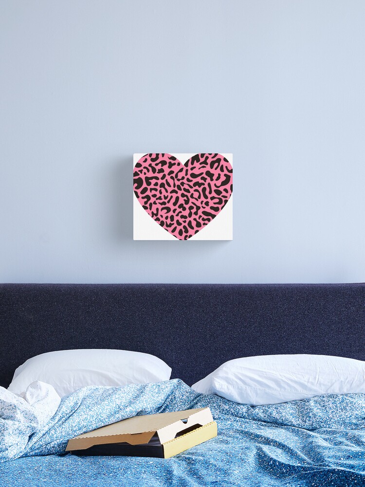 Pink Leopard Print Heart Canvas Print for Sale by anabellstar