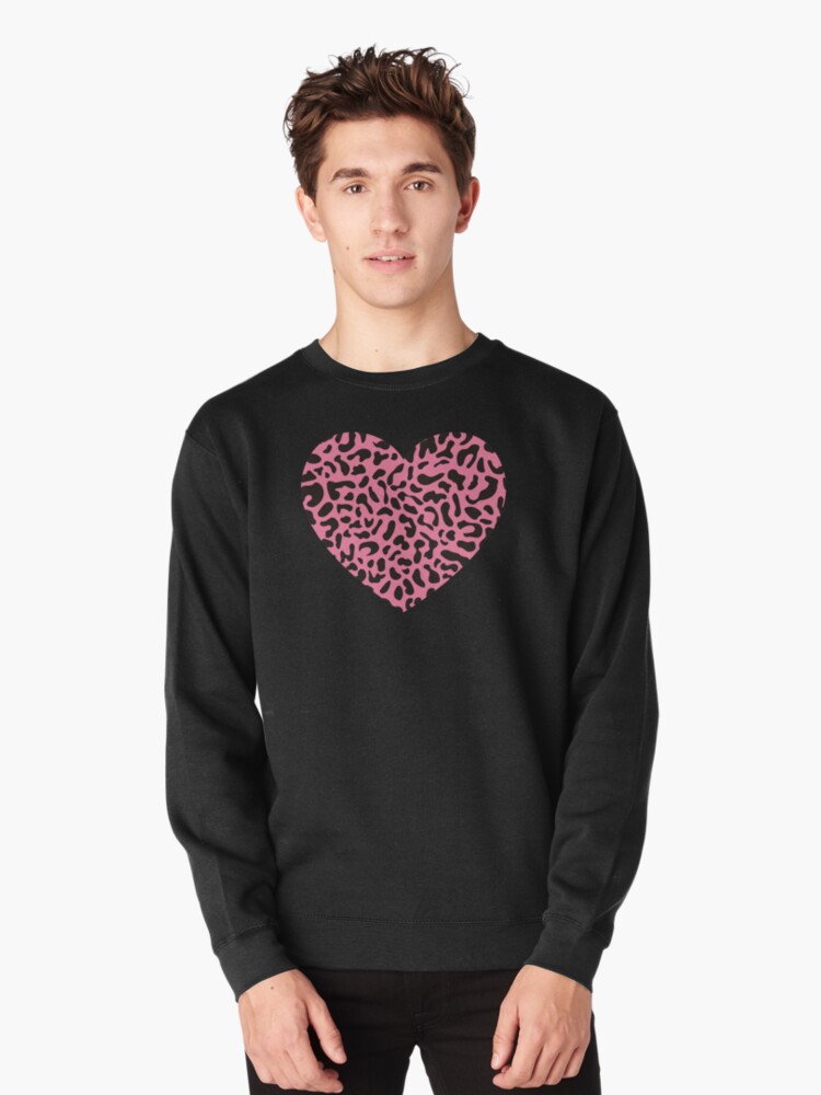 Pink Leopard Print Heart Pullover Sweatshirt for Sale by anabellstar