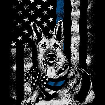 Blue Line K9 American Usa Flag German Shepherd Police Shirt