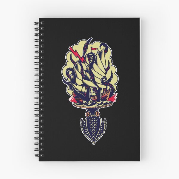 Item preview, Squid and Chinese Junk ship tattoo design designed and sold by JamesShannon.