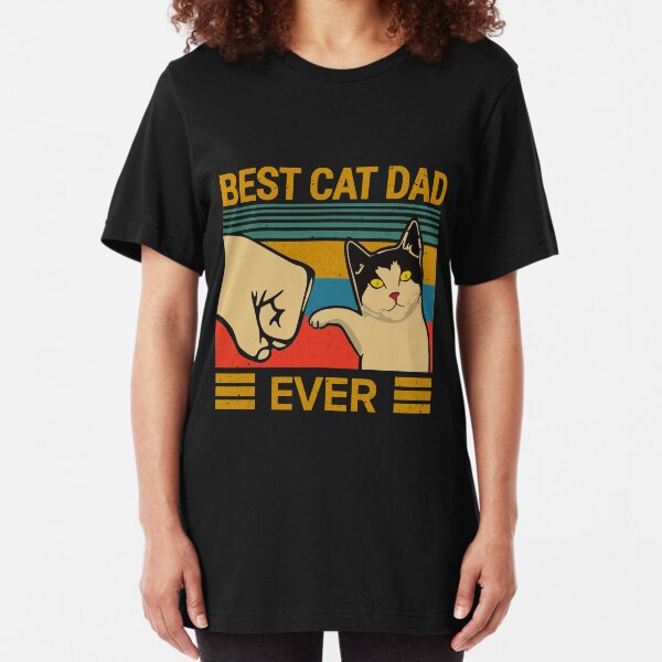 BEST CAT DAD EVER RETRO VINTAGE Slim Fit T-Shirt