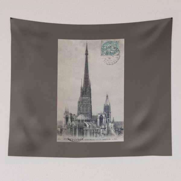 Item preview, Antique Rouen Cathedral Postcard with Stamps designed and sold by FuzzyHoney.