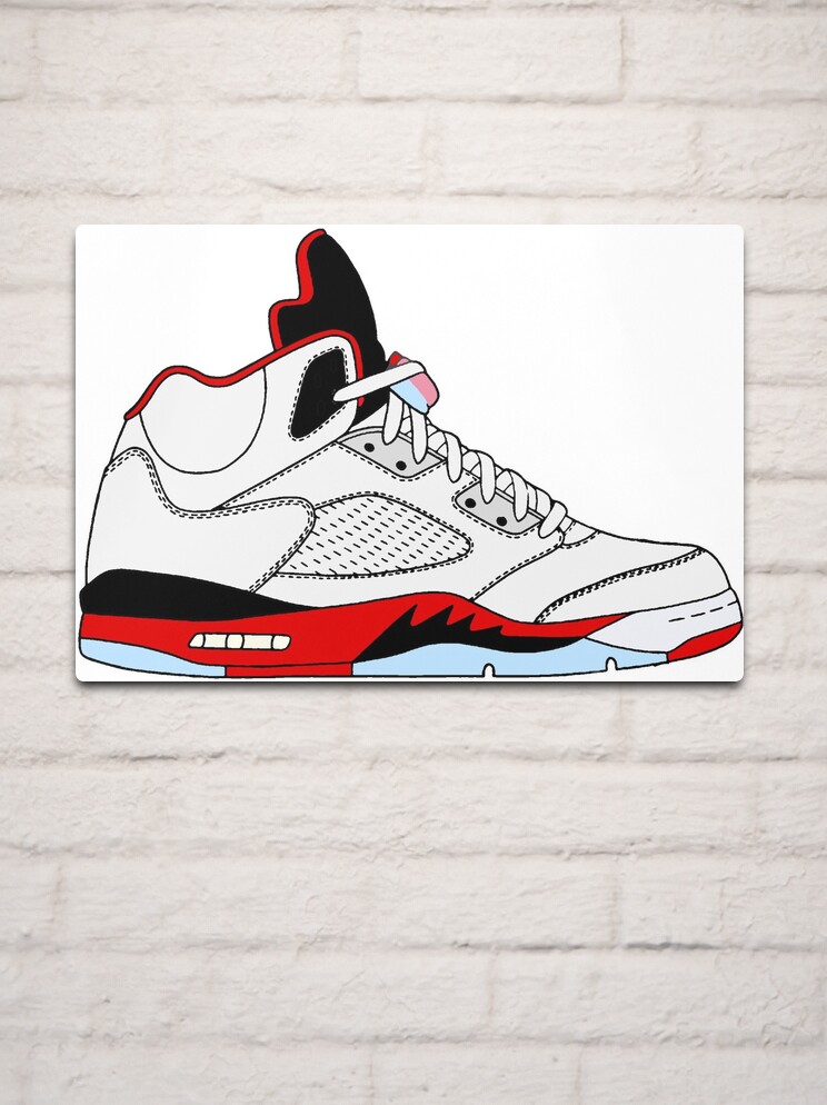 Air Jordan V - White - Fire Red - Black