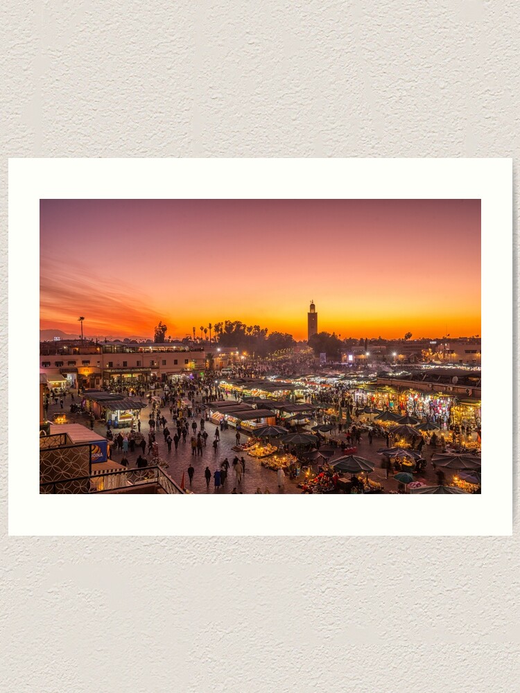 Alternate view of Place Jemaa el Fna in Marrakech, Morocco Art Print