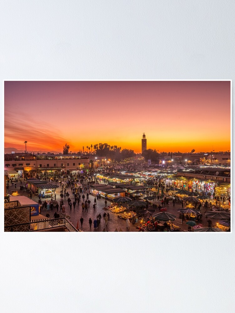 Alternate view of Place Jemaa el Fna in Marrakech, Morocco Poster