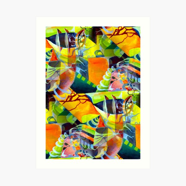 Surrealism Multicolored Pop Art Culture Vivid Dreams in Watercolor Art Print