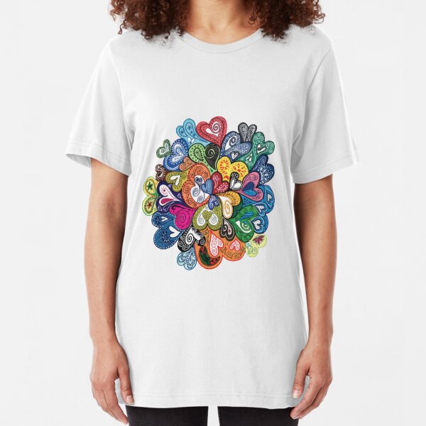 Colorful Heart Hugs Slim Fit T-Shirt