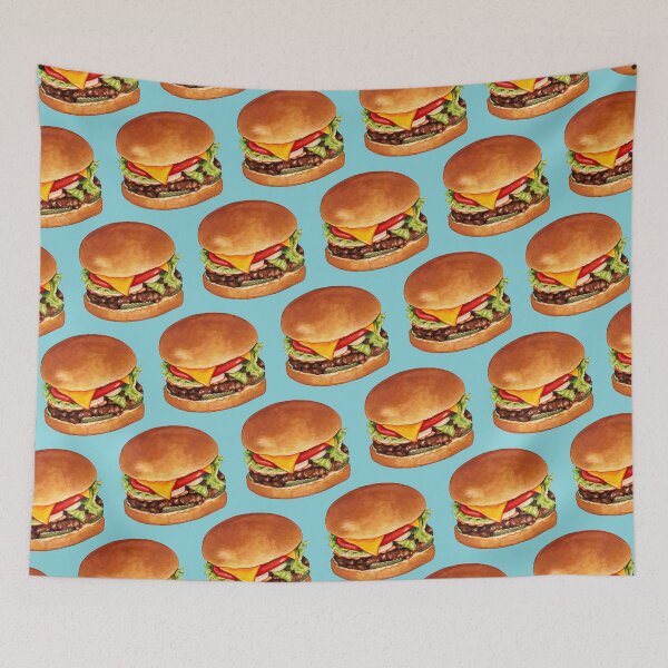 Item preview, Cheeseburger Pattern 4 - Blue designed and sold by Kelly  Gilleran.
