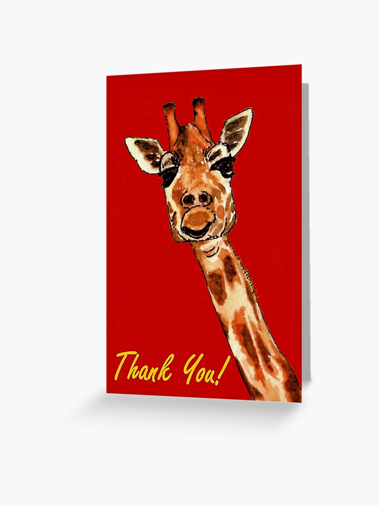 Thumbnail 1 of 2, Greeting Card, Giraffe - Thank You Card designed and sold by EuniceWilkie.