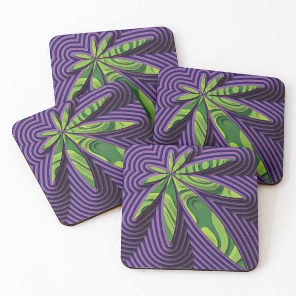 Item preview, Green Cannabis Leaf in the Factor of Phi on a Purple Background designed and sold by foggynotion.