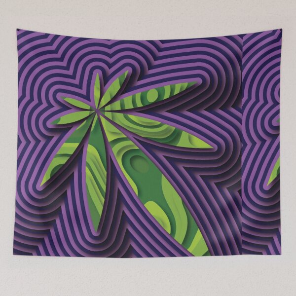 Item preview, Green Cannabis Leaf in the Factor of Phi on a Purple Background designed and sold by foggynotion.