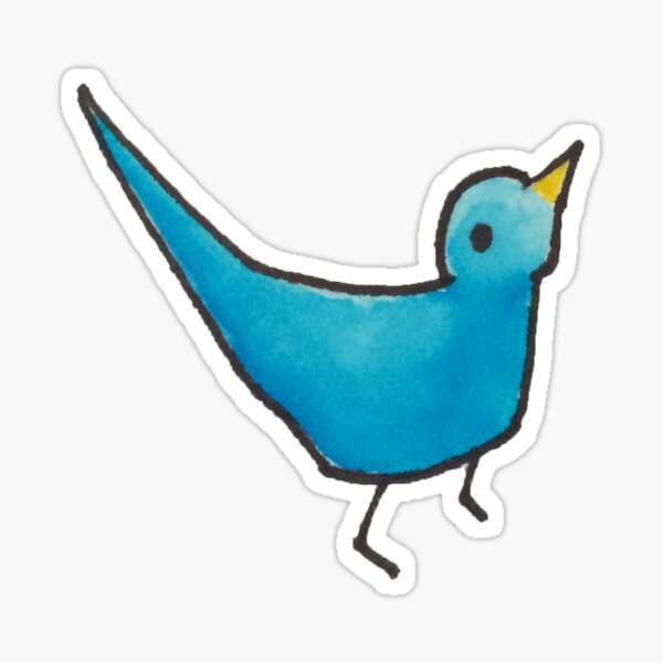 Watercolor and Pen Blue Bird Sticker