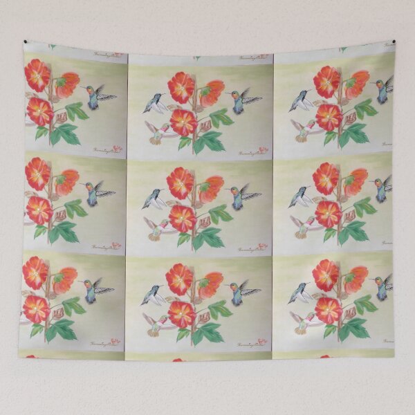 Item preview, Hummingbirds eating off flowers designed and sold by JJannmarie.