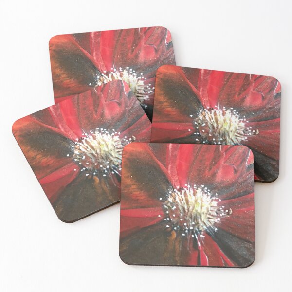 Item preview, Waxy red flower with fluffy centre.  designed and sold by Gill Barrett Art.