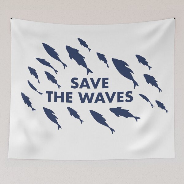 Item preview, SAVE THE WAVES (blue) designed and sold by JennieCarolina.