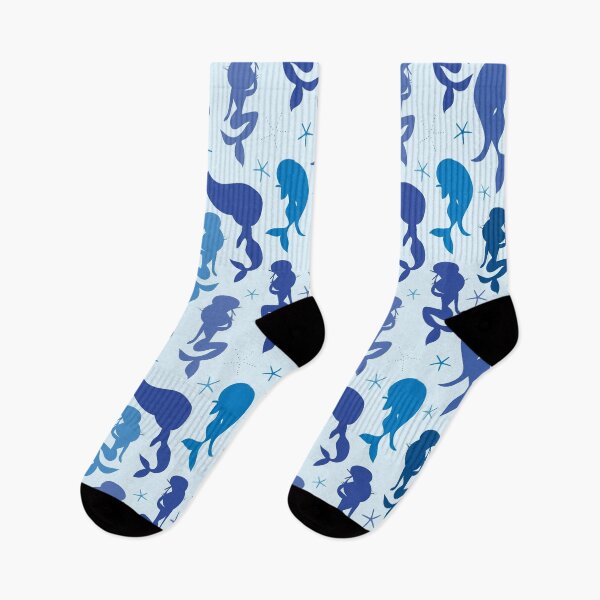 Item preview, Classic Blue Mermaid Stars Seamless Pattern Print Design designed and sold by ClaudiaFlores.