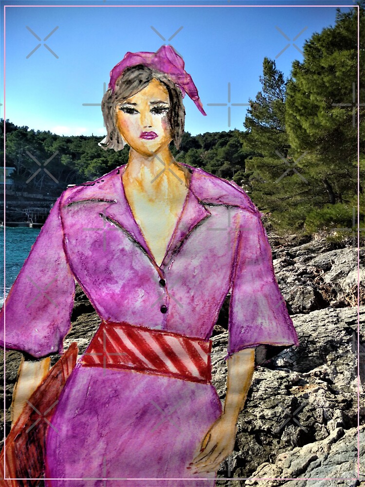 FASHION ILLUSTRATION WATERCOLOUR LILAC DRESS by IvanaKada