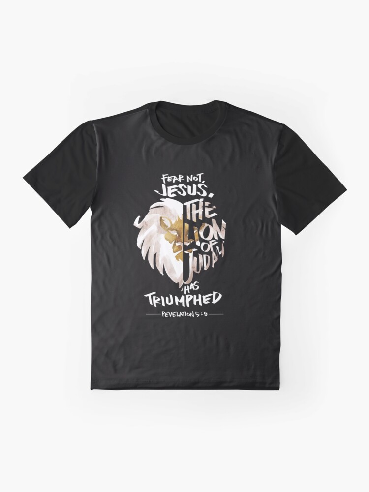 Thumbnail 4 of 5, Graphic T-Shirt, Jesus is the Lion of Judah Christian Gifts designed and sold by TCCPublishing.