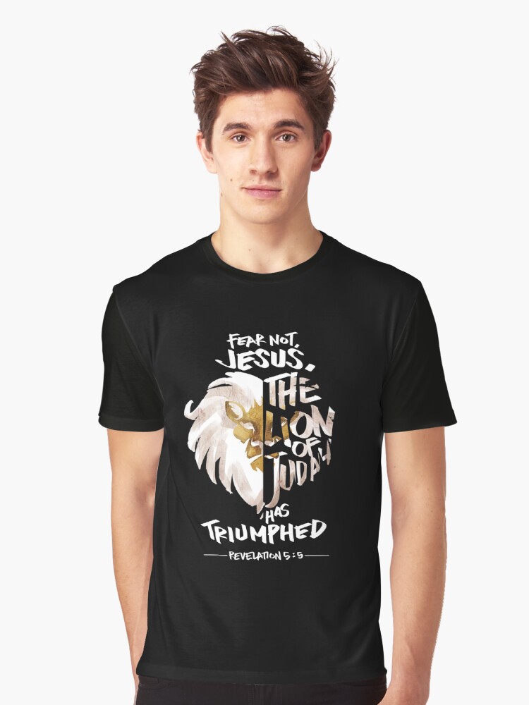 Thumbnail 1 of 5, Graphic T-Shirt, Jesus is the Lion of Judah Christian Gifts designed and sold by TCCPublishing.