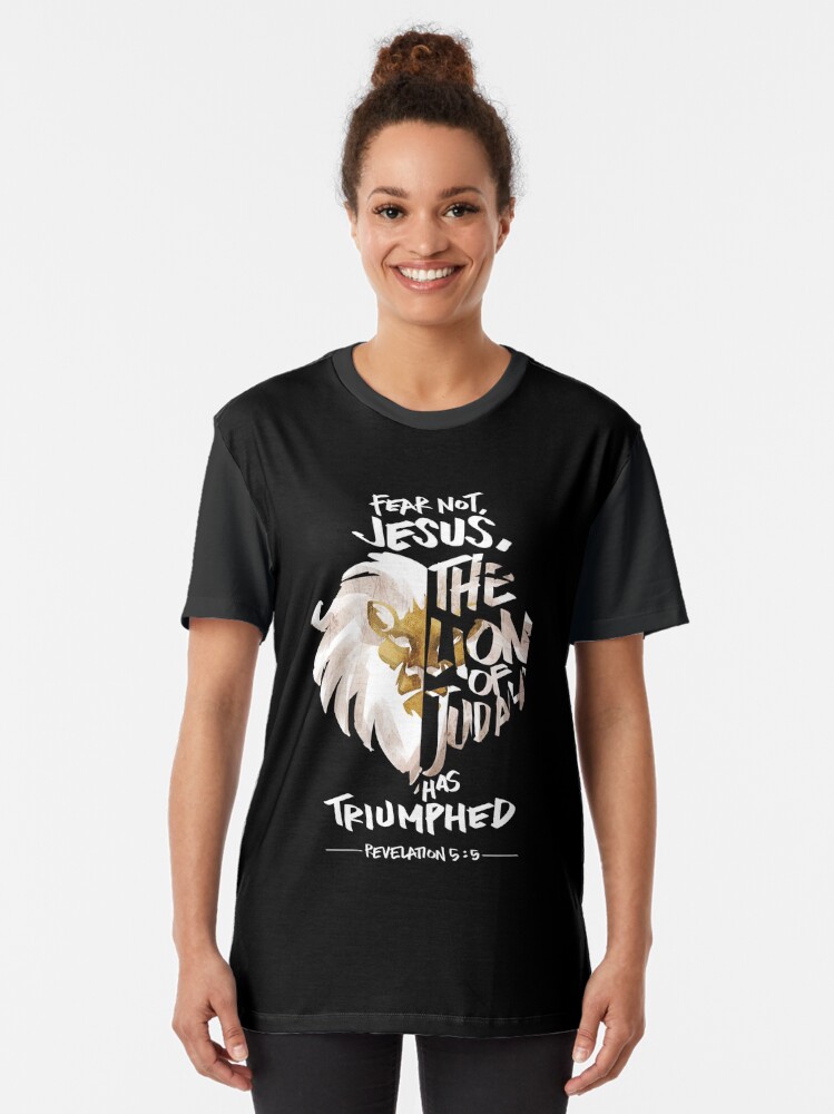 Thumbnail 2 of 5, Graphic T-Shirt, Jesus is the Lion of Judah Christian Gifts designed and sold by TCCPublishing.