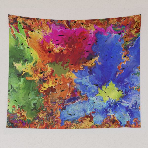 Item preview, Colorful Abstract Flowers Painting Artistic designed and sold by livianasgifts.