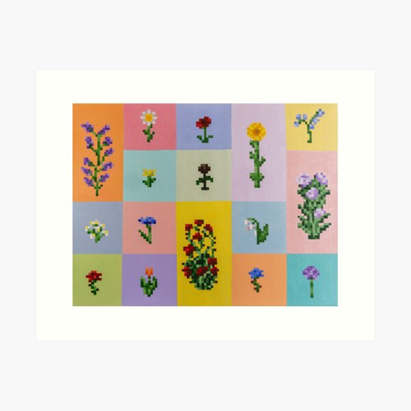 Minecraft Flowers Art Print