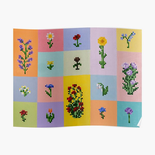 Minecraft Flowers Poster By Ollie180 Redbubble