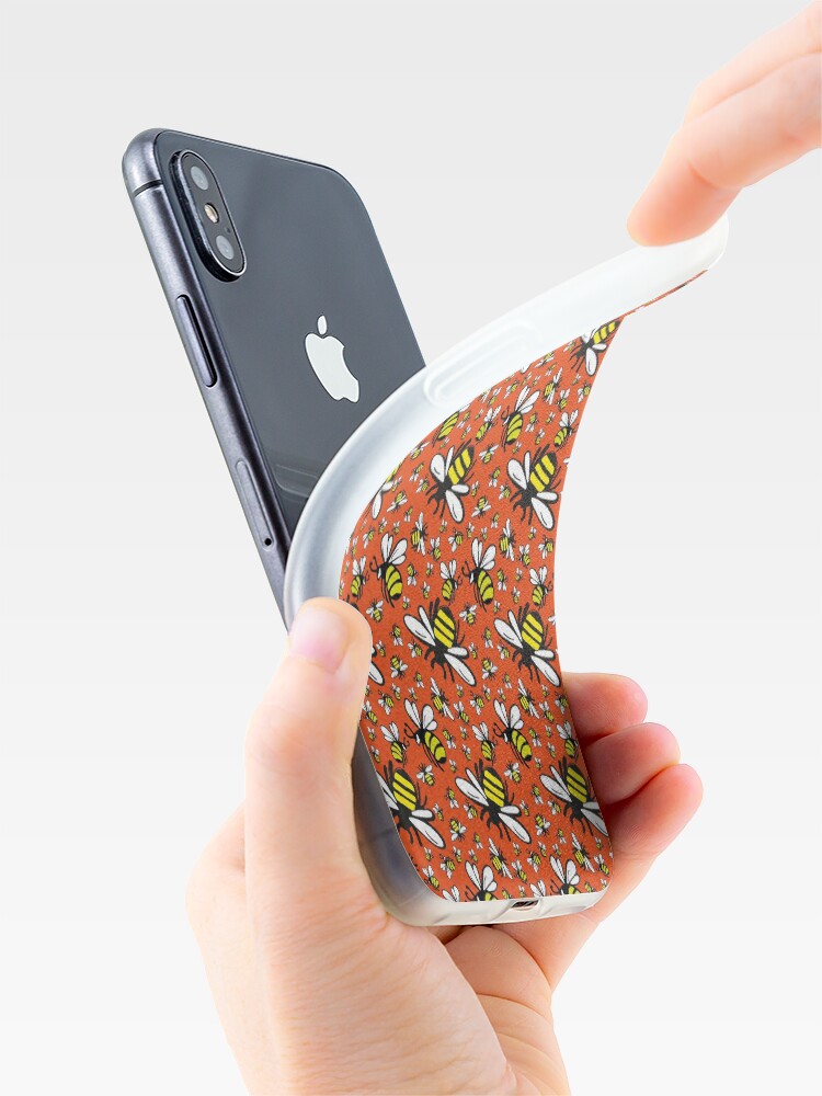 Alternate view of Buzzy Bee and his little ones in ORANGE iPhone Case & Cover