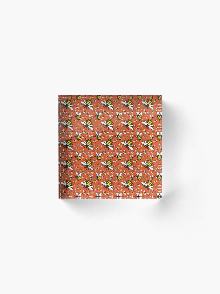 Alternate view of Buzzy Bee and his little ones in ORANGE Acrylic Block
