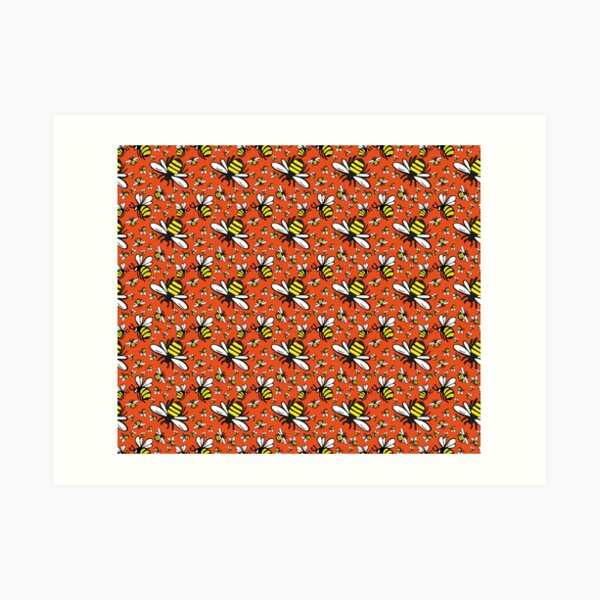 Buzzy Bee and his little ones in ORANGE Art Print